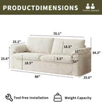 Dwuosobowa sofa Dyonery 86 Cloud, głębokie siedzisko, szerokie podłokietniki z poduszkami, solidna rama, przewiewna ergonomiczna konstrukcja
