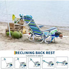 Set da 2 sedie da spiaggia leggere Acekool trasportabili come zaino, pieghevoli in 5 posizioni e reclinabili completamente, per adulti, con cinghie, portabicchiere e portaasciugamano, supportano fino a 300 libbre