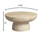 Mesa de centro redonda LeisureMod Lunexa, mesa auxiliar con pedestal de fibra de piedra para interiores o exteriores, diseño esculpido con almohadillas antideslizantes