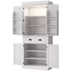 Credenza dispensa da cucina da 71 con luci LED, 6 ripiani sulle ante, un cassetto e 4 ripiani regolabili