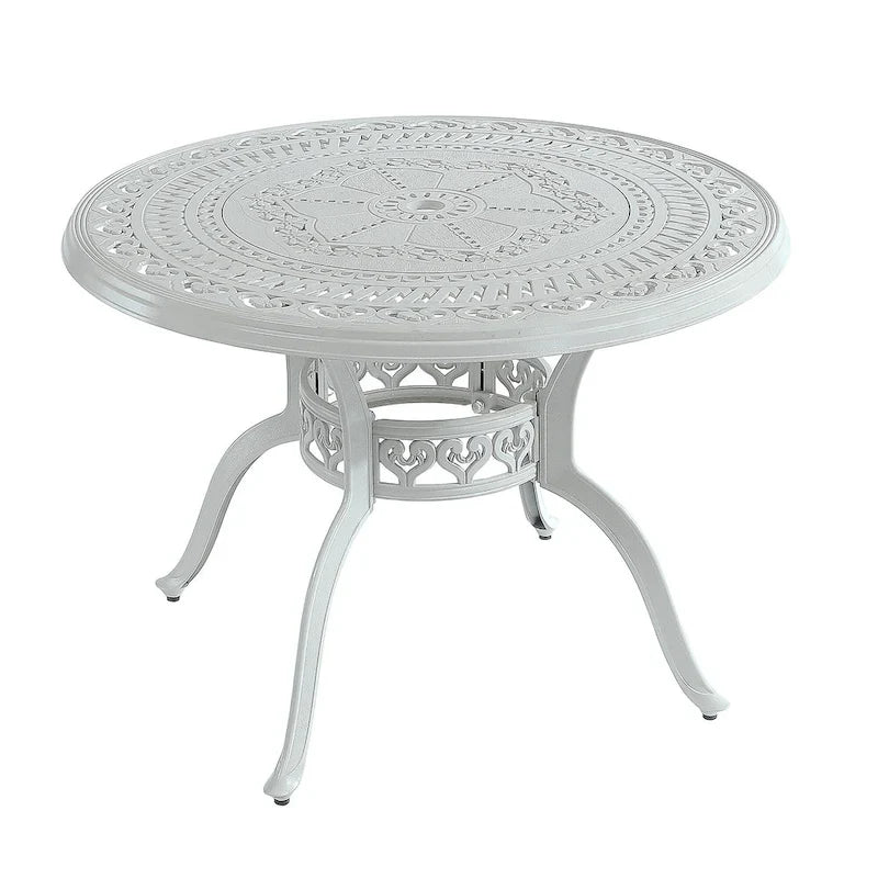 5-delige tuin-eetset van gegoten aluminium met 4 draaibare stoelen