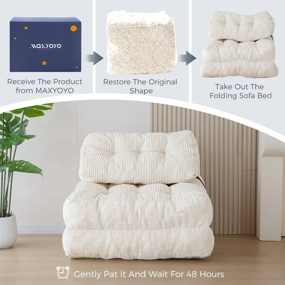8 Cord-Sofa zum Zusammenklappen, Schlafsofa, Einzel