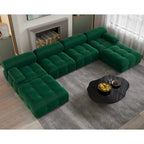 138' umbaubares modulares Ecksofa, U-förmige minimalistische Samtsofas
