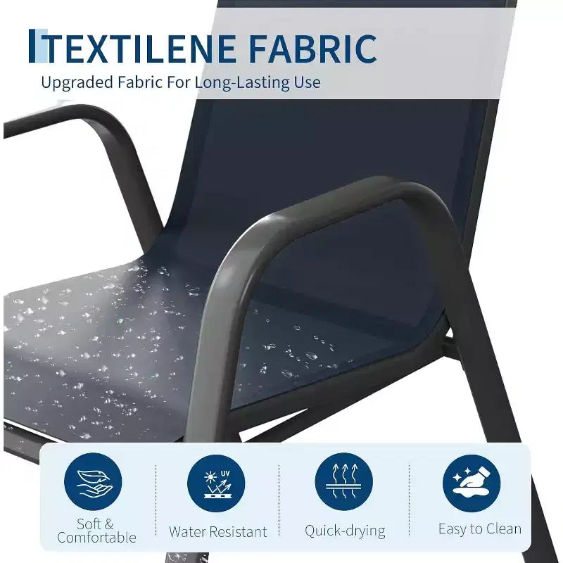 Sillas de patio, juego de 4/6 sillas de comedor apilables para exteriores, ligeras y resistentes a todo tipo de clima, de textileno, con reposabrazos, para jardín y zona de piscina