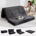 Matelas pliable en trois parties de 15 cm SunnyFurn, canapé-lit, 190,5 x 137,9 cm, lit d’appoint pliable en mousse avec velours côtelé matelassé, portable pour le camping, le salon ou la chambre