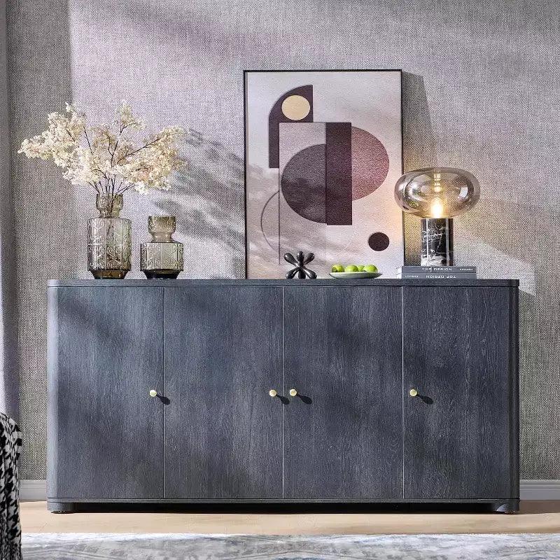 Aparador de cocina con 4 puertas y estantes, aparador moderno grande para almacenamiento, aparador bar para café de 66 pulgadas