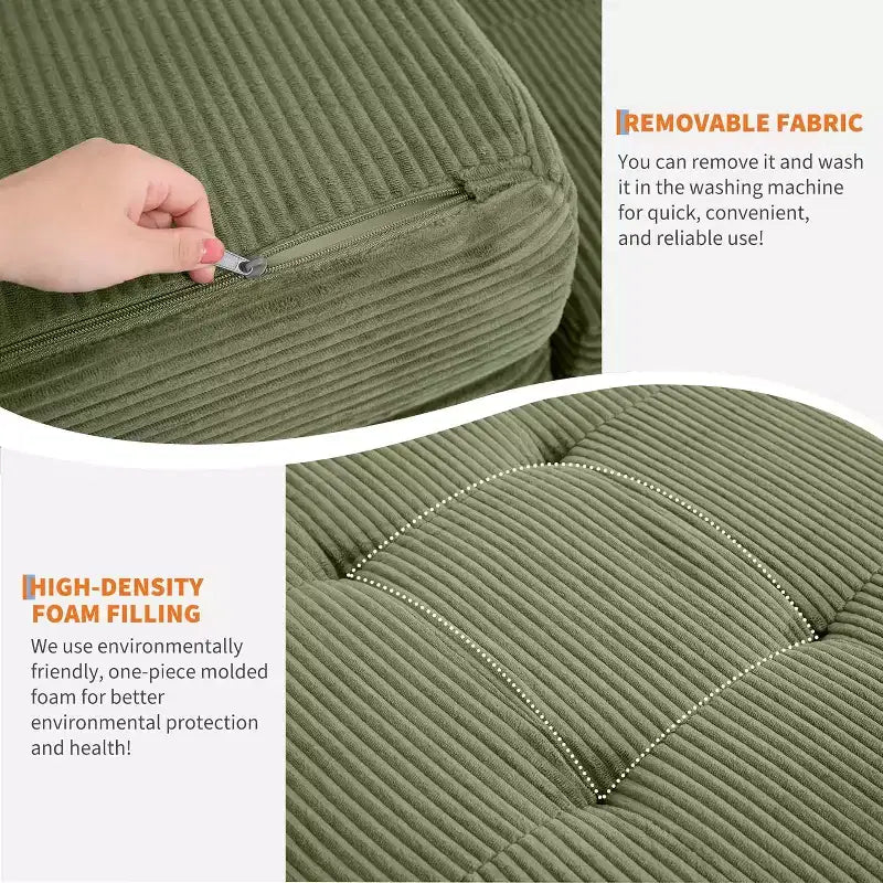 Matelas pliable en trois parties de 15 cm SunnyFurn, canapé-lit, 190,5 x 137,9 cm, lit d’appoint pliable en mousse avec velours côtelé matelassé, portable pour le camping, le salon ou la chambre