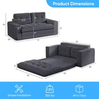 Mjkone 71' 2-in-1 slaapbank, opvouwbare loveseat met geribde stof en knopen, ruimtebesparend