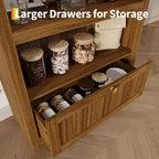 Libreria ad arco da 72" con cassetto contenitore, mobile espositore moderno in legno a 6 ripiani con scaffali aperti e cassetto inferiore, anta curva