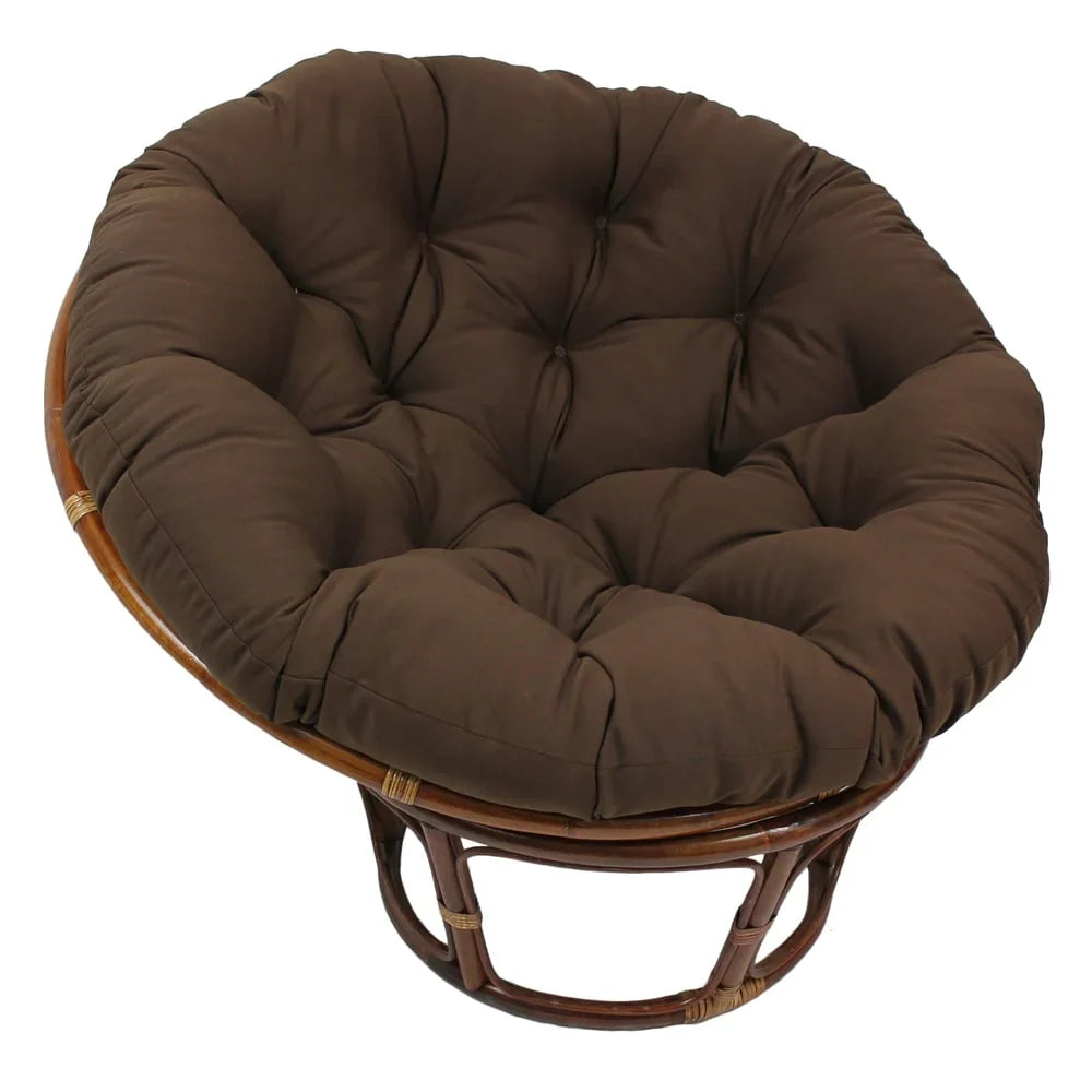 Poltrona Papasan Bali in rattan da 42 pollici con cuscino in twill