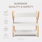 Comfy Cubs commode voor baby's - stevige houten constructie, tijdloze uitstraling met twee open planken voor babybenodigdheden