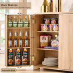 Aparador de cocina con 4 puertas y estantes, aparador moderno grande para almacenamiento, aparador bar para café de 66 pulgadas