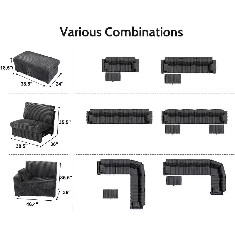 Modulares Cord-Sofaelement von Dyonery mit abnehmbaren, waschbaren Bezügen