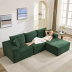 Sofá moderno 108, sofá tapizado de 3 plazas en forma de L con cojines, asiento profundo, no requiere montaje