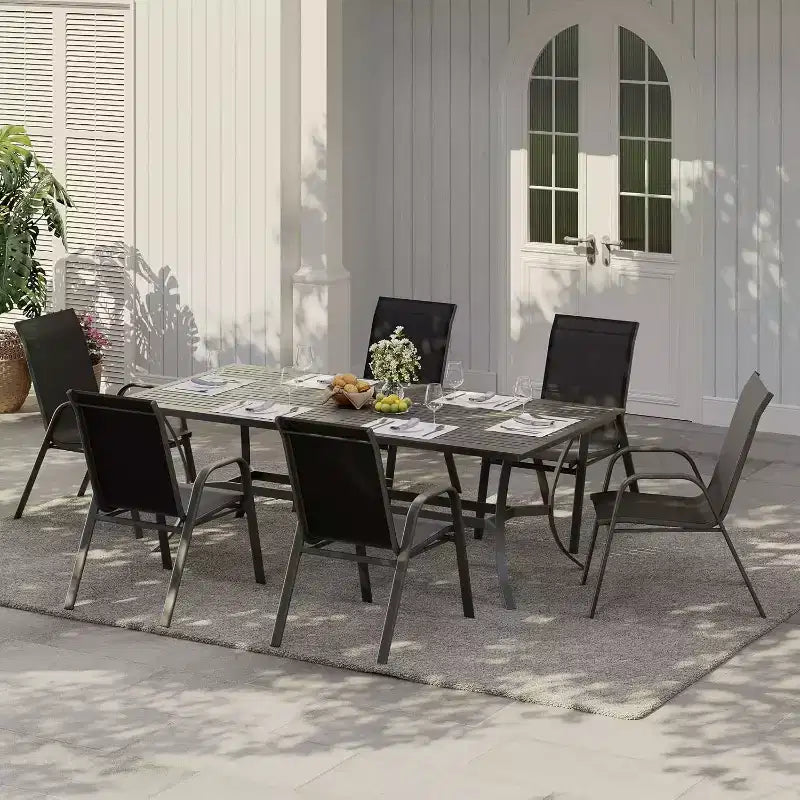 Sillas de patio, juego de 4/6 sillas de comedor apilables para exteriores, ligeras y resistentes a todo tipo de clima, de textileno, con reposabrazos, para jardín y zona de piscina