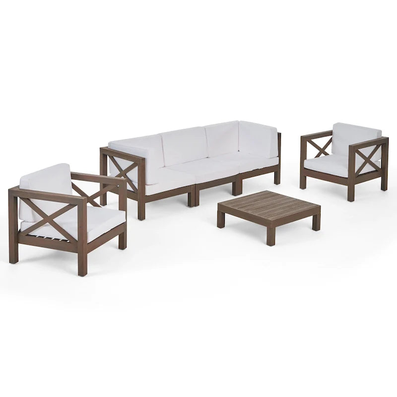 Set da conversazione da esterno Brava in legno di acacia, 6 pezzi, di Christopher Knight Home