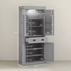 Credenza dispensa da cucina da 71 con luci LED, 6 ripiani sulle ante, un cassetto e 4 ripiani regolabili