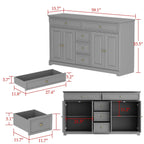 59,1-inch wit buffetdressoir, modern uit het midden van de eeuw, eigentijds, gelakt