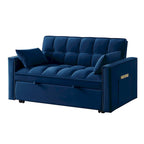 Divano letto loveseat 4 in 1 con braccioli e tasche portaoggetti, divano letto estraibile trapuntato multifunzione con schienale regolabile