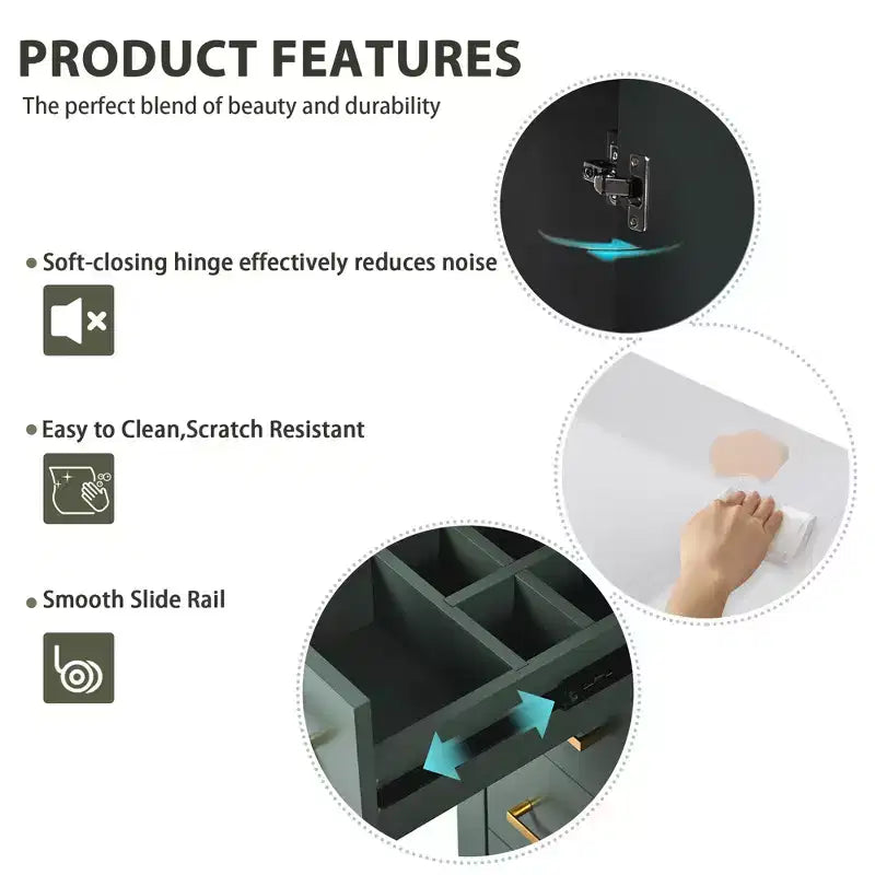 Meuble-lavabo de salle de bains de 30 po à lavabo simple, avec armoire et 3 tiroirs – noir / bleu / vert / indigo / blanc