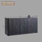 Aparador de cocina con 4 puertas y estantes, aparador moderno grande para almacenamiento, aparador bar para café de 66 pulgadas