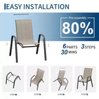 Sillas de patio, juego de 4/6 sillas de comedor apilables para exteriores, ligeras y resistentes a todo tipo de clima, de textileno, con reposabrazos, para jardín y zona de piscina