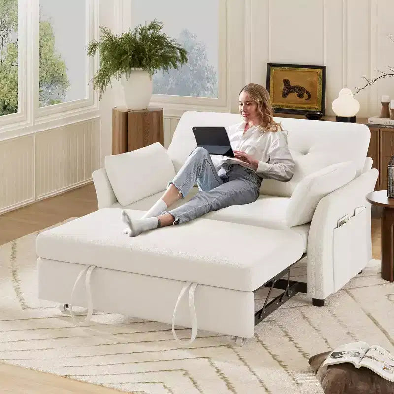 Sofá cama convertible 3 en 1 Dyonery, sofá cama extraíble con bolsillo lateral y respaldo ajustable, montaje sin herramientas, sofá de dos plazas plegable
