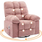 Massagestoel met warmtefunctie - 360° draaibare schommelstoel, extra brede eenpersoonsbank met vibratie, USB en opbergvakken voor woonkamer/slaapkamer