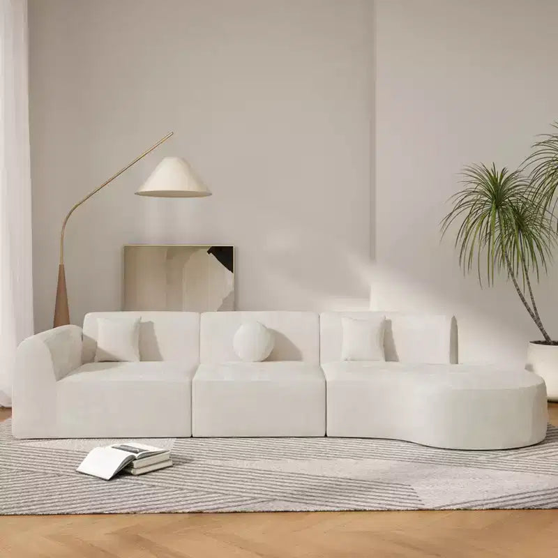 Sofá seccional curvo moderno de 140 pulgadas con chaise longue, conjunto de 3 piezas para la sala de estar
