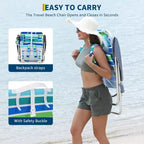 Set da 2 sedie da spiaggia leggere Acekool trasportabili come zaino, pieghevoli in 5 posizioni e reclinabili completamente, per adulti, con cinghie, portabicchiere e portaasciugamano, supportano fino a 300 libbre
