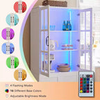Armoire de rangement haute de 71 pouces AMERLIFE avec éclairage LED, grande bibliothèque avec portes en verre acrylique