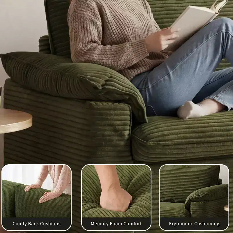 Dwuosobowa sofa Dyonery 86 Cloud, głębokie siedzisko, szerokie podłokietniki z poduszkami, solidna rama, przewiewna ergonomiczna konstrukcja
