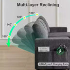 Sofá cama extraíble 2 en 1 Dyonery con chaise longue con almacenamiento, sofá seccional de pana C con puertos USB para sala de estar