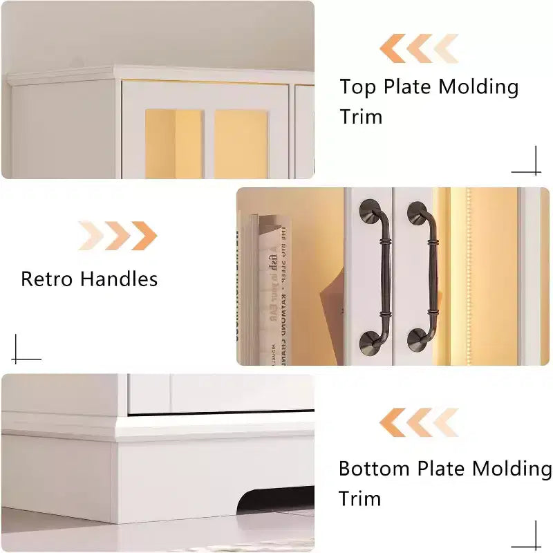 Armoire de rangement haute de 71 pouces AMERLIFE avec éclairage LED, grande bibliothèque avec portes en verre acrylique