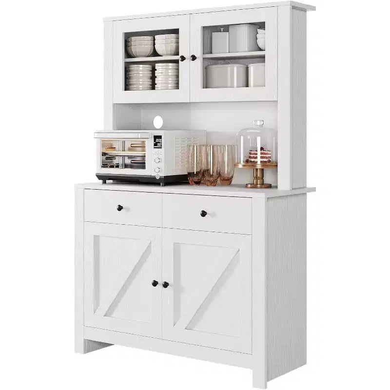 Keukenkast met voorraadruimte en magnetronstandaard, buffetkast met verstelbare planken voor de keuken en eetkamer