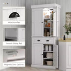 Credenza dispensa da cucina da 71 con luci LED, 6 ripiani sulle ante, un cassetto e 4 ripiani regolabili