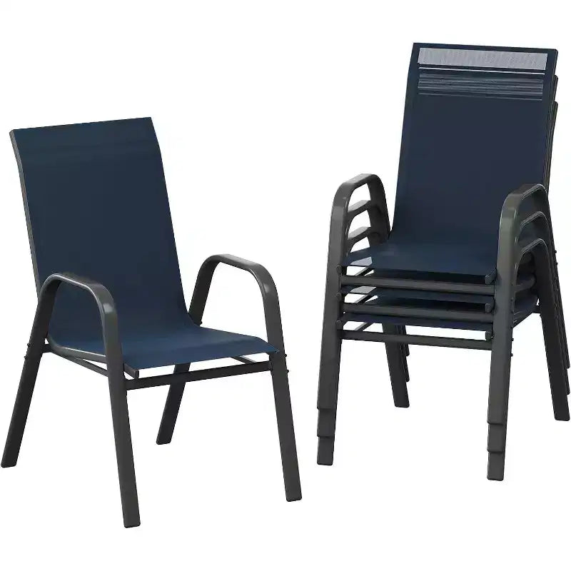 Sillas de patio, juego de 4/6 sillas de comedor apilables para exteriores, ligeras y resistentes a todo tipo de clima, de textileno, con reposabrazos, para jardín y zona de piscina