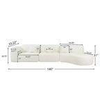 Sofá seccional curvo moderno de 140 pulgadas con chaise longue, conjunto de 3 piezas para la sala de estar