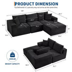Sofá moderno 108, sofá tapizado de 3 plazas en forma de L con cojines, asiento profundo, no requiere montaje
