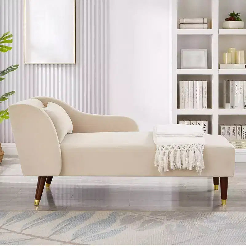Sillón chaise longue moderno de terciopelo, tapizado, con reposabrazos curvo, sofá cama tipo chaise longue para dormitorio, oficina o sala de estar