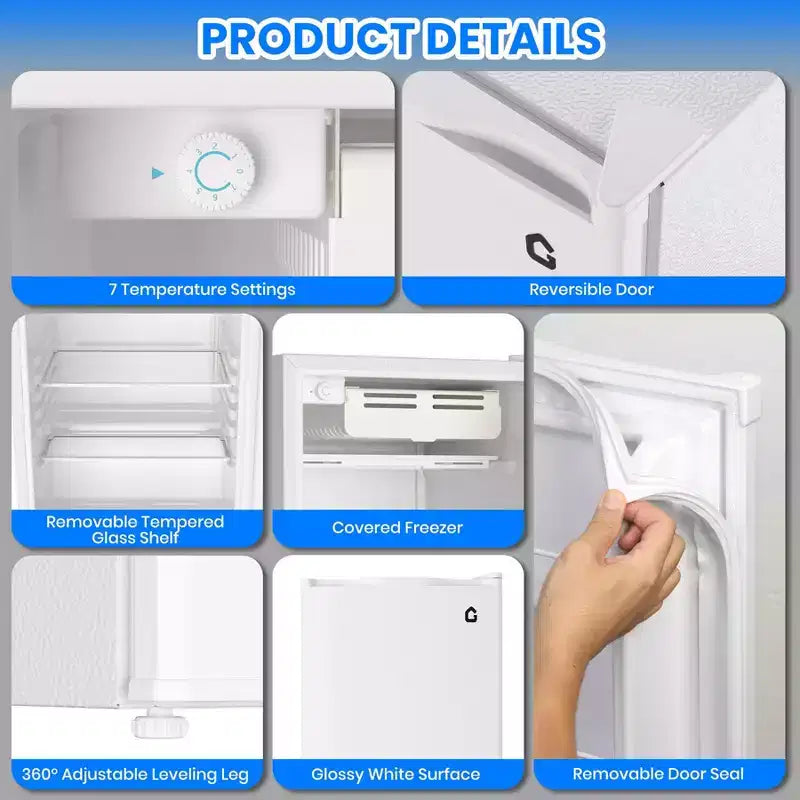 Mini-koelkast van 4,5 cu ft met vriesvak, compacte koelkast met omkeerbare deur, verstelbare thermostaat, energiezuinig, kleine koelkast