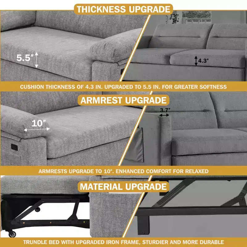 Sofá cama convertible 3 en 1 Dyonery, sofá cama extraíble con respaldo ajustable