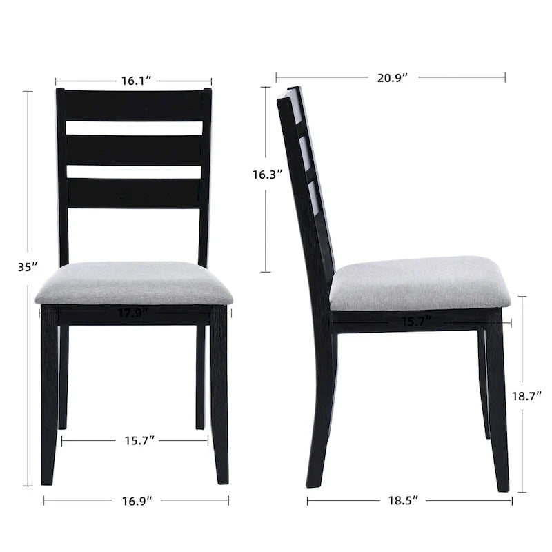 5-teiliges Esszimmerset aus Massivholz, 47L (1 Tisch + 4 Stühle mit Sprossenlehne)