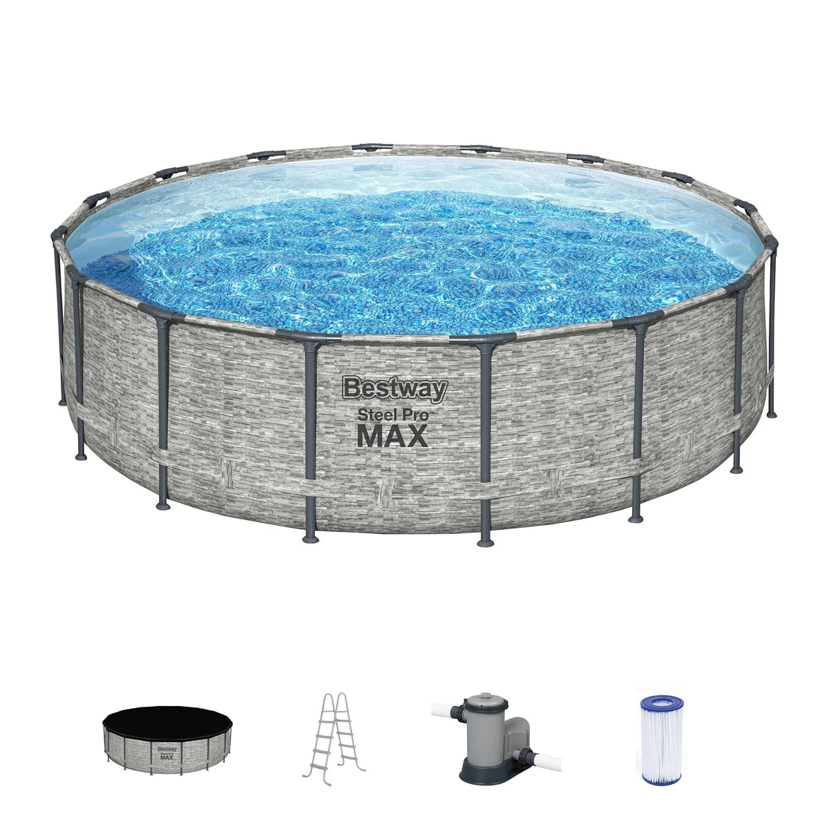 Piscina circolare fuori terra Bestway Steel Pro MAX in acciaio con pompa e copertura