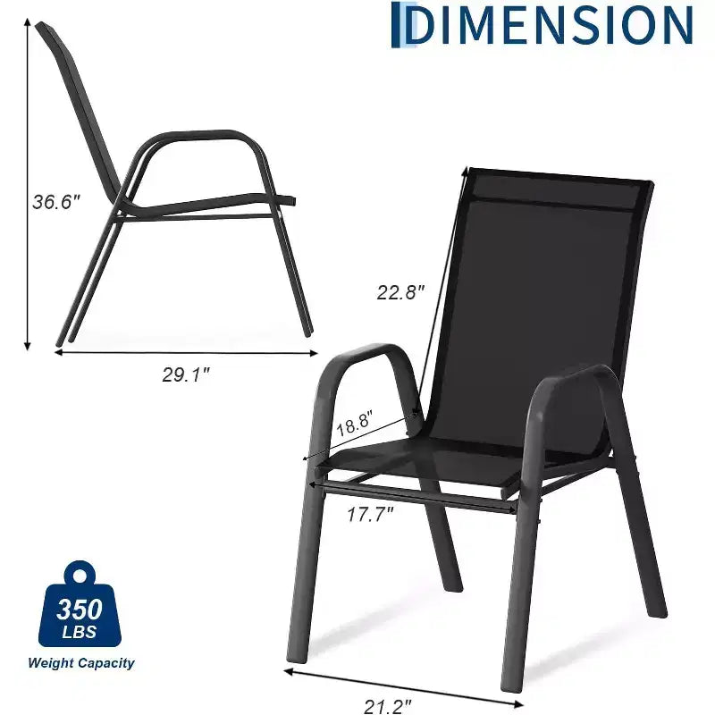 Sillas de patio, juego de 4/6 sillas de comedor apilables para exteriores, ligeras y resistentes a todo tipo de clima, de textileno, con reposabrazos, para jardín y zona de piscina