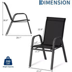 Sillas de patio, juego de 4/6 sillas de comedor apilables para exteriores, ligeras y resistentes a todo tipo de clima, de textileno, con reposabrazos, para jardín y zona de piscina