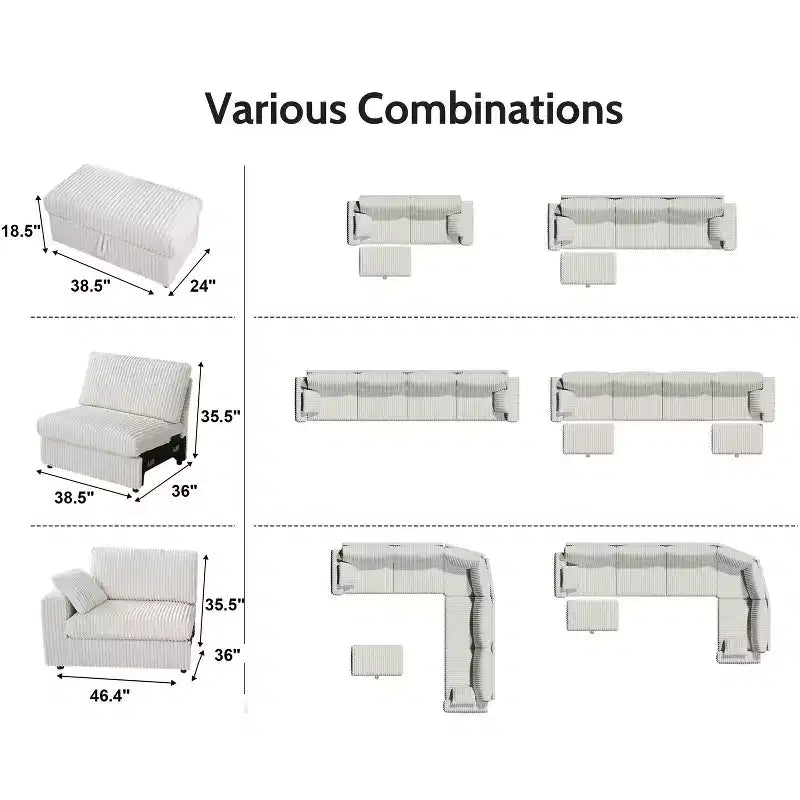 Modulares Cord-Sofaelement von Dyonery mit abnehmbaren, waschbaren Bezügen