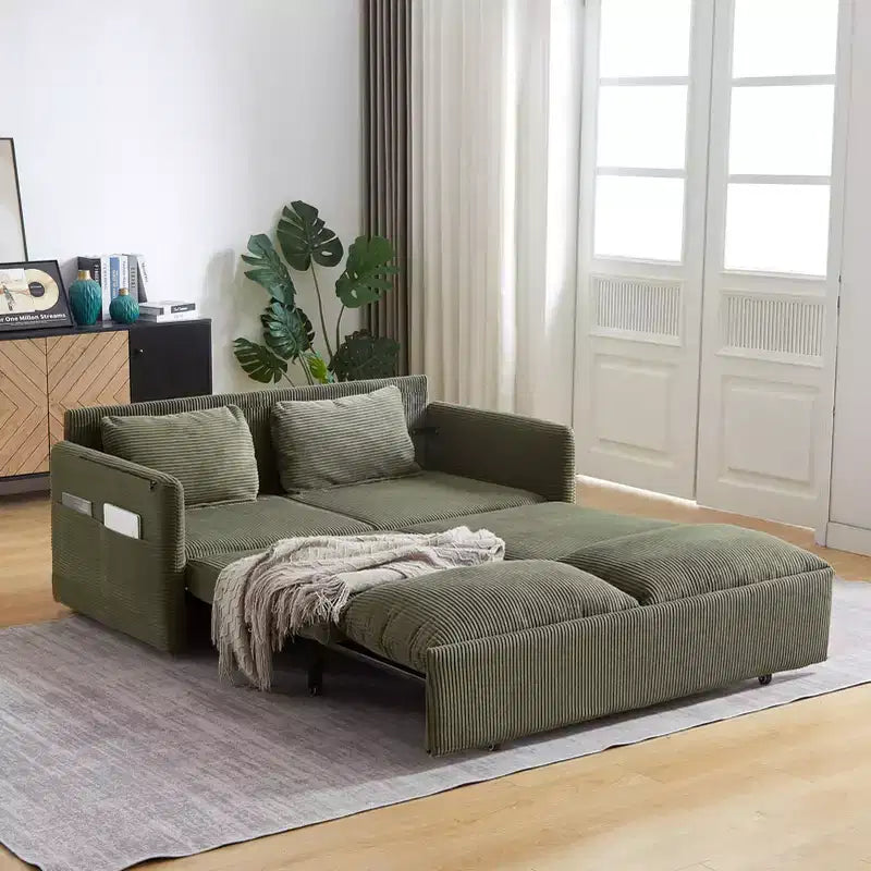 Divano letto in velluto a coste convertibile 3-in-1 da 64,5 con letto estraibile