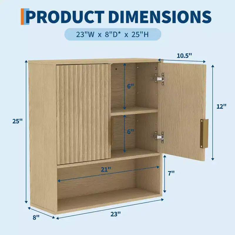 Pensile da bagno - mobiletto per medicinali con ante stile fienile e ripiano regolabile - pensile da 25 x 23,6 x 9 pollici