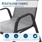Sillas de patio, juego de 4/6 sillas de comedor apilables para exteriores, ligeras y resistentes a todo tipo de clima, de textileno, con reposabrazos, para jardín y zona de piscina
